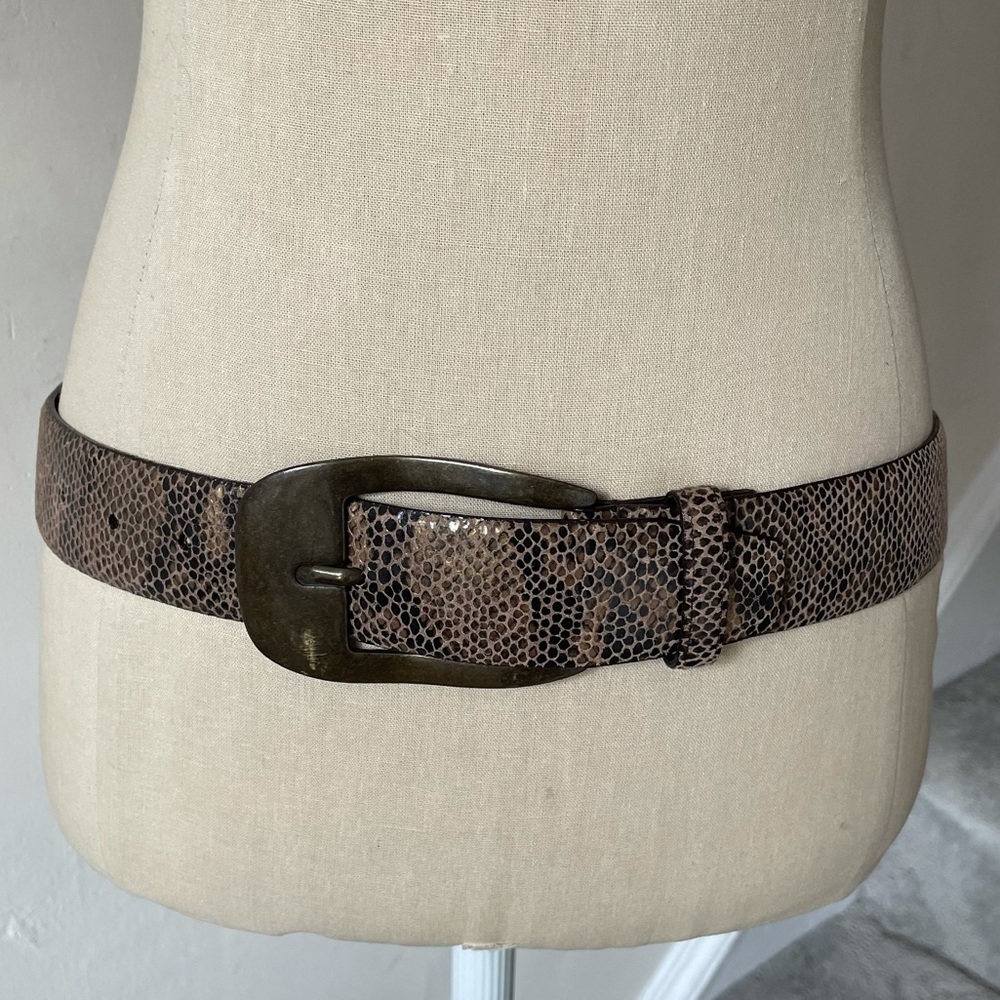 Sandy Duftler Design Brown Leather Snake Skin Belt